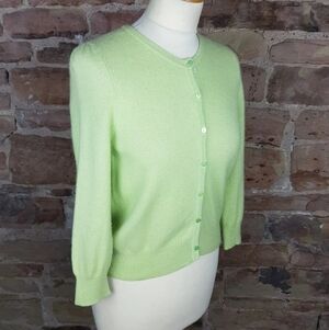 Marks & Spencer Crewneck Cashmere Cardigan Size Medium Green